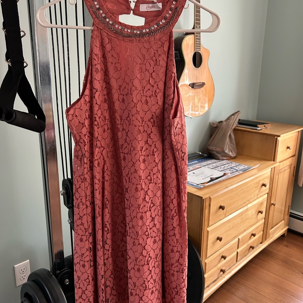 NWT Elegant Lace Coral Dress, size L